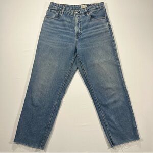 Faherty High Rise Cropped Jeans Size 32 Organic Cotton Raw Hem